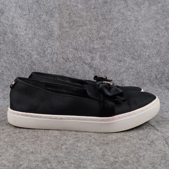 Liz Claiborne Shoes Womens 8 Slip On Sneakers Fashion Weaver Velvet Bow Black - Picture 1 of 12